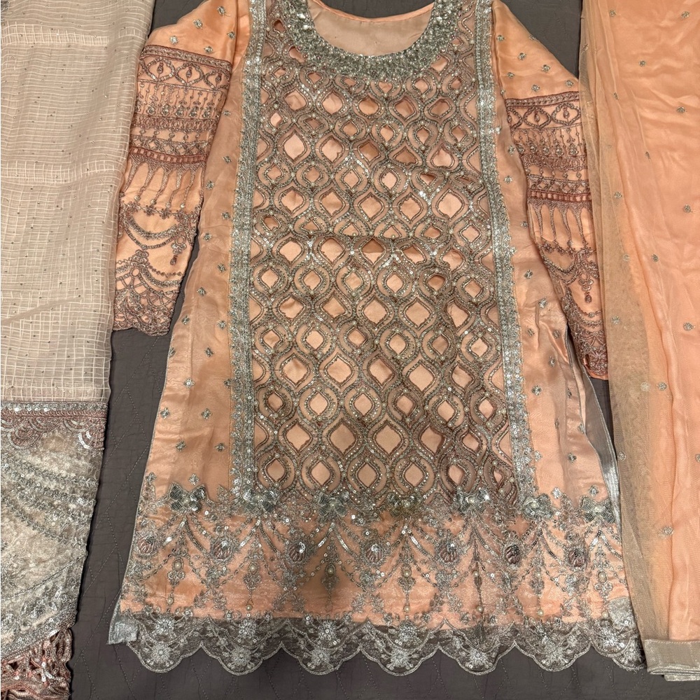 Private Label Peach and Silver Embellished Dress